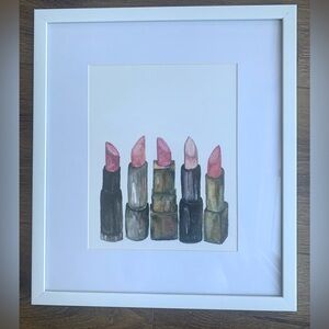 Lipstick Framed Artwork with Tan Backing